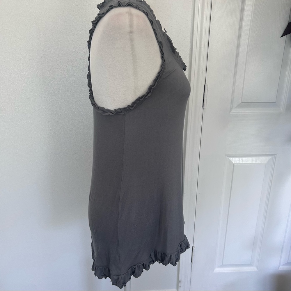 Charcoal Ruffle Trim Tank Top - Picture 3 of 9